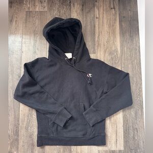 Champion Black Hoodie with Small Embroidered Logo